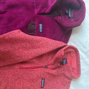 Patagonia Fleece Jackets in purple and red